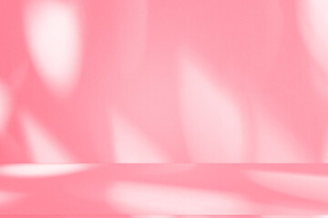 Poster - Wall interior background, studio and backdrops show products.with shadow from window color pink background for text insertion and presentation interior decoration	
