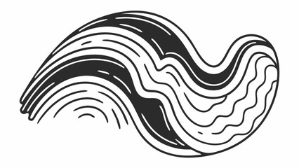  - Abstract flowing pattern with alternating thick and thin lines forming a wave like shape on white background created with generated ai