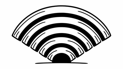 Poster - Stylized fan illustration with black curved lines against a white background in a simple design created with generated ai