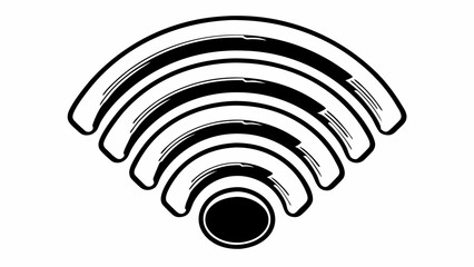 Poster - Illustration of a wifi symbol with curved lines emanating from a central oval shape in black and white created with generated ai