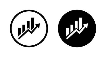 Poster - Financial graph growth icon. Business increase bar chart symbol on black circle