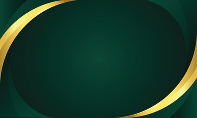 Poster - Modern luxury green and gold curve border frame premium background