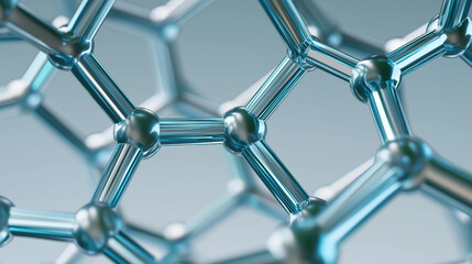 Poster - Abstract 3D rendering of a molecular structure or network, symbolizing science and technology.
