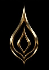 Poster - Elegant golden abstract design isolated on black background, luxurious and modern art