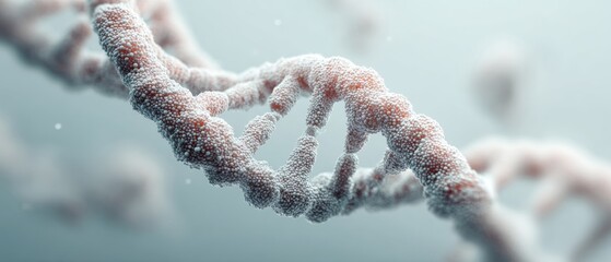 Fototapete - Digital DNA Helix with Illuminated Nodes on Abstract Tech Background for Biotechnology Innovation and Genetic Engineering Promotion