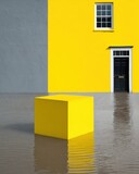 Urban Flooding Impact on Colorful Residential Buildings in UK with Rising Water Levels Highlighting Climate Risk and Disaster Preparedness Trends