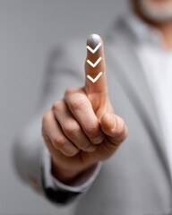 Poster - Businessman Using Interactive Digital Checklist with Progress Marks and Loading Bar for Efficient Project Management in Modern Corporate Office