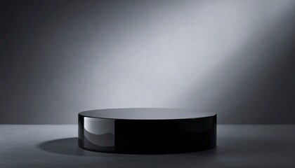 Aufkleber - Black Cylindrical Podium on Dark Grey Background