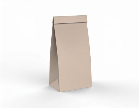 Brown Kraft Paper Bag Mockup on White Background