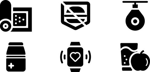 Poster - Modern Rounded Filled Fitness Icon Set