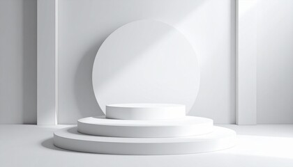 Aufkleber - White Minimalist Cylindrical Podium Display