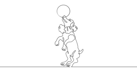 Poster - Continuous one line drawing trained dog. The dog performs in the circus. Circus..One continuous line isolated minimal illustration.Not AI.