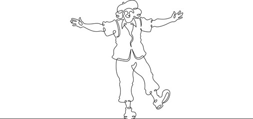 Poster - Continuous one line drawing circus clown. A clown in a funny costume performs in a circus. Circus performance. One continuous line isolated minimal illustration.Not AI.