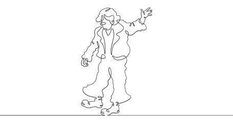 Poster - Continuous one line drawing circus clown. A clown in a funny costume performs in a circus. Circus performance. One continuous line isolated minimal illustration.Not AI.