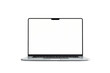 © Bilas - Modern silver laptop with blank white screen isolated on transparent background
