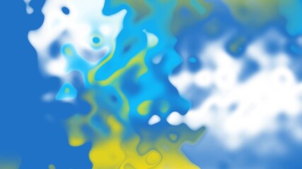 Poster - Abstract animated background with flowing liquid shapes in vibrant blue yellow and white colors creating a smooth organic motion effect for ads, creative digital art and modern visual projects