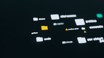 Poster - Digital Interface: Abstract digital interface featuring file folders and data, portraying the modern digital world and information management.