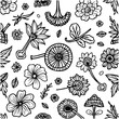 © tini - Delicate floral illustration in black and white with intricate details flowers and leaves