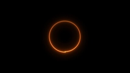 Wall Mural - Neon orange color circle loading icon background animation 4k video. Bright neon circle icon background.	