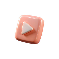 Aufkleber - Modern 3d play button icon with soft rounded edges and peach color