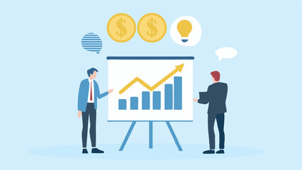 Poster - Business Strategy Presentation Financial Growth Success Goal Target Money Idea Light Sales Concept