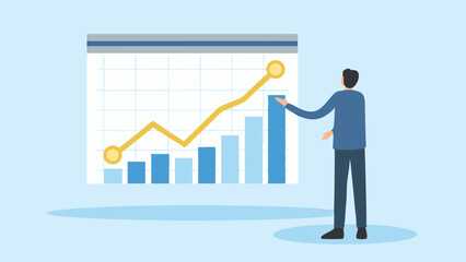 Poster - Business Growth Chart Financial Analysis Investment Strategy Vector Illustration Stock Market Trends