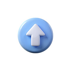 Aufkleber - 3d rendered white arrow pointing upwards on a light blue circular button