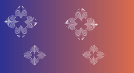 Poster - Geometric floral pattern against a gradient background of blue and orange hues