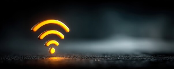 Poster - Glowing Wi-Fi Signal Icon Symbolizing Wireless Connectivity and Technology Concepts
