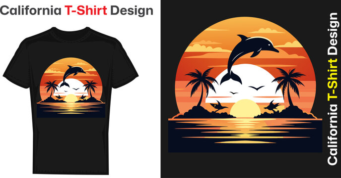 California, Los Angeles t-shirt design. T shirt print design with palm tree. T-shirt design with typography and tropical palm tree for tee print, apparel and clothing t shirt design California beach.