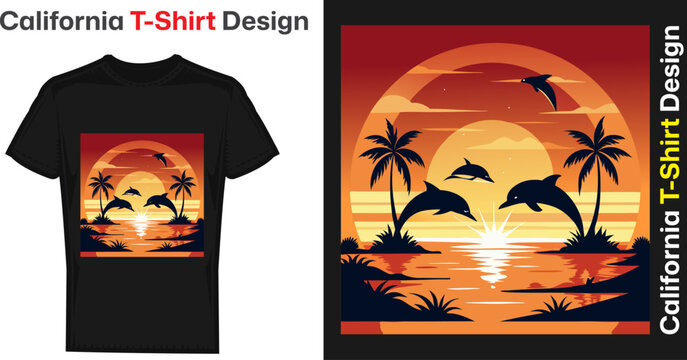 California, Los Angeles t-shirt design. T shirt print design with palm tree. T-shirt design with typography and tropical palm tree for tee print, apparel and clothing t shirt design California beach.