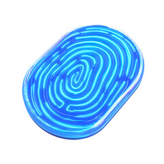 Poster - realistic product futuristic fingerprint scanner pad glowing blue isolated on pure white background subtle soft shadow clean studio lighting, ultra-high detail, PNG stock render :