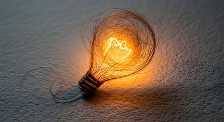 Poster - Illuminated light bulb made of human hair. Bright idea and creative thinking concept. Symbol of innovation for invention.