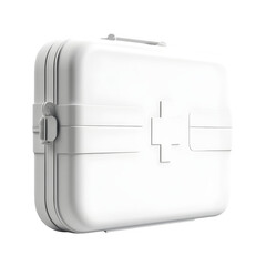 Poster - realistic product first aid kit box perfect side profile view isolated on pure white background subtle soft shadow clean studio lighting, ultra-high detail, PNG stock render :