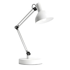 Aufkleber - realistic product desk lamp with adjustable matte-white lamp with touch dimmer isolated on pure white background subtle soft shadow clean studio lighting, ultra-high detail, PNG stock render :