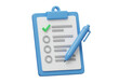 © stock.metket.com - 3d icon of blue clipboard with checklist and pen isolated on transparent background