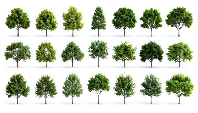 Collection of isolated green trees.