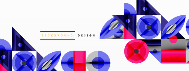 Aufkleber - Abstract geometric shapes, vibrant colors, modern design. Repeating patterns create dynamic visual texture. Clean lines, simple forms.