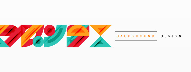 Poster - Abstract colorful shapes form dynamic text. Modern design elements create vibrant visual impact. Background suggests creative project.
