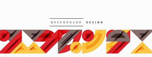 Aufkleber - Abstract geometric shapes create dynamic background. Red, yellow hues dominate design, offering modern aesthetic. Minimalist style.