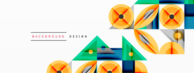 Poster - Abstract geometric shapes, vibrant colors, modern design elements. Clean lines, overlapping forms create dynamic composition.
