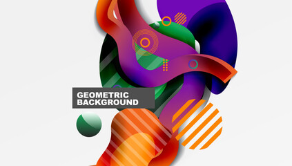 Poster - Abstract fluid shapes, vibrant colors, geometric design. Modern background with overlapping elements, dynamic composition.
