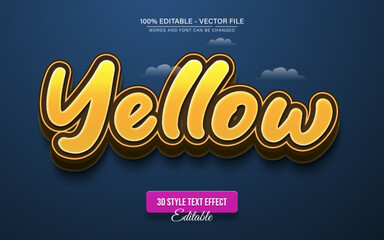 Fototapete - Yellow 3d cartoon text effect editable