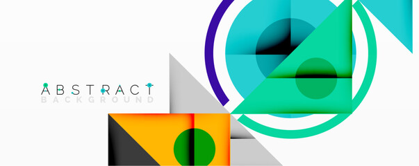 Aufkleber - Modern geometric design. Overlapping shapes create dynamic visual effect. Bright colors, clean lines, minimalist style.