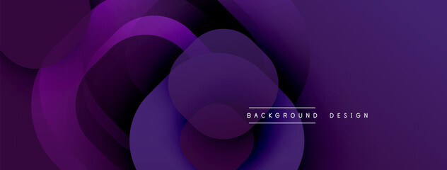 Poster - Abstract purple design features overlapping circles, creating dynamic visual effect. Gradient shades add depth, modern aesthetic.