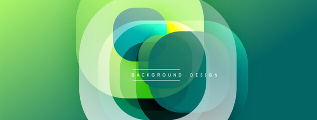 Aufkleber - Abstract design features overlapping circles, vibrant green hues, smooth gradients. Modern aesthetic suitable for backgrounds, presentations.
