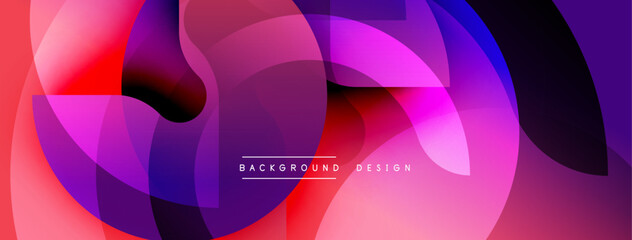 Poster - Abstract vibrant background. Overlapping shapes create dynamic colorful composition. Modern design elements suggest fluidity, energy.