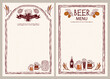 © Irina Khovanskaya - Craft beer menu set. Vector hand-drawn icons featuring beer mugs, a beer barrel, malt, and wheat. Perfect for bar menus, branding, packaging, and print projects