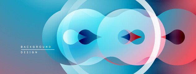Poster - Abstract design features overlapping circles, gradients. Blue, pink hues create modern visual effect. Smooth transitions dominate composition.