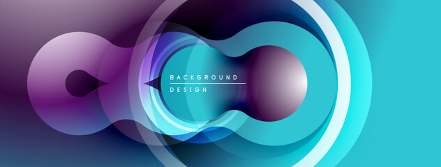 Fototapete - Abstract flowing shapes, vibrant colors create modern background. Gradient layers overlap, forming infinity symbol design.
